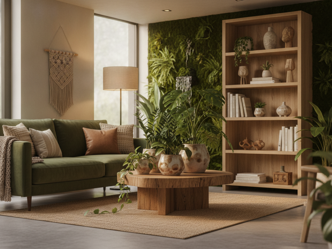 Biophilic design creëert rust met planten en natuurlijke materialen