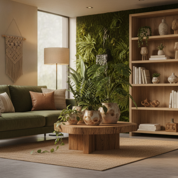 Biophilic design creëert rust met planten en natuurlijke materialen