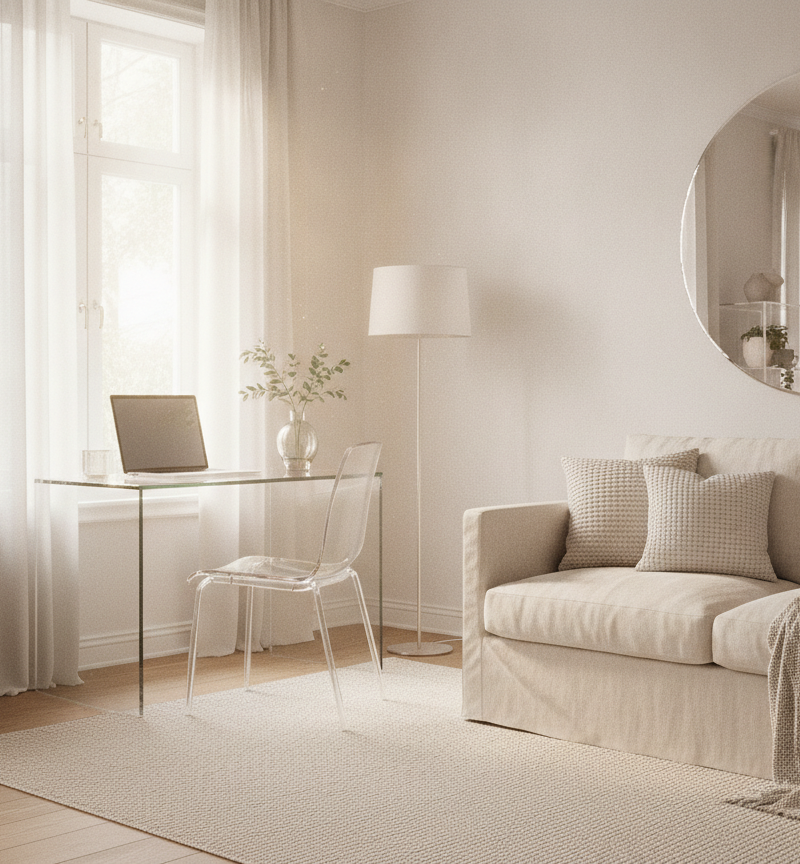 Lichte, luchtige kleine kamers dankzij transparante meubels