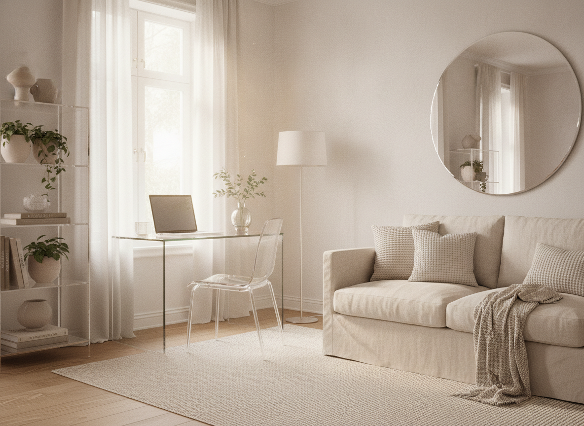Lichte, luchtige kleine kamers dankzij transparante meubels