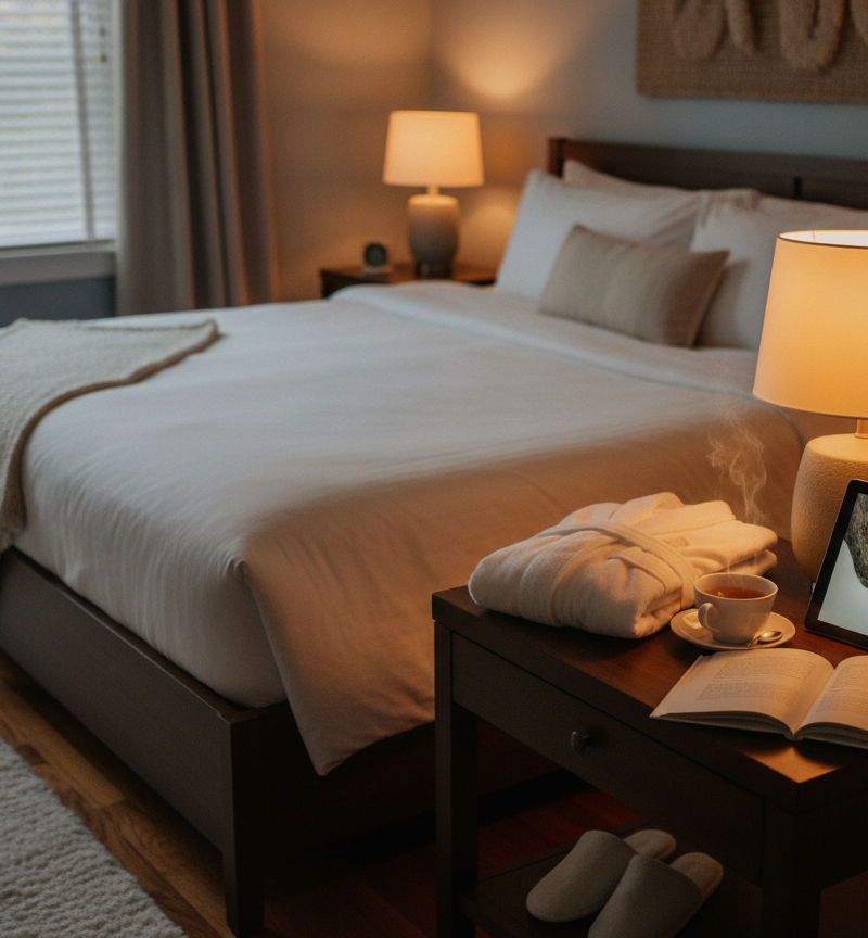 De avondroutine van een hotel thuis nadoen voor meer slaaprust
