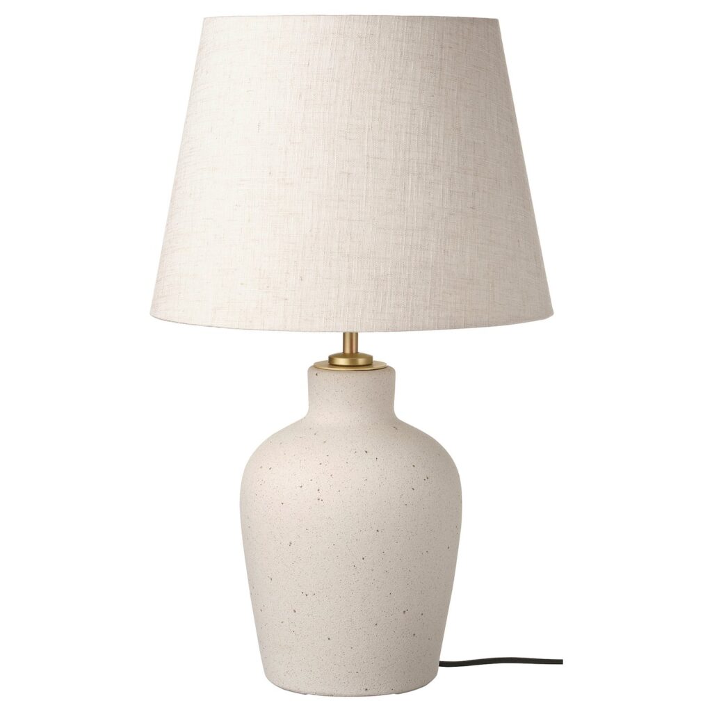 BLIDVÄDER Tafellamp - ecru keramiek/beige 50 cm