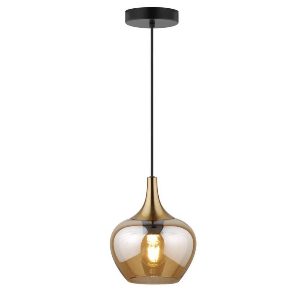 Hanglamp Lola - amber metaal/glas - 150xØ19 cm