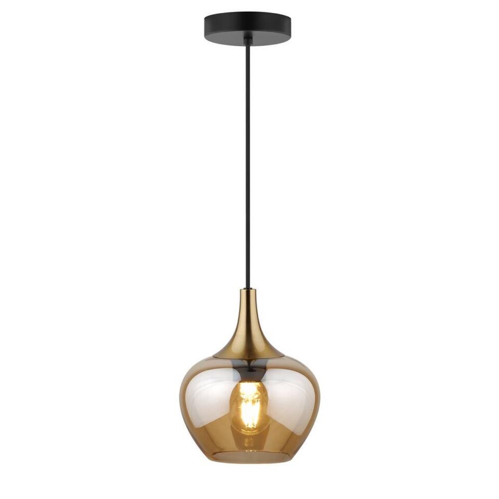 Hanglamp Lola - amber metaal/glas - 150xØ19 cm