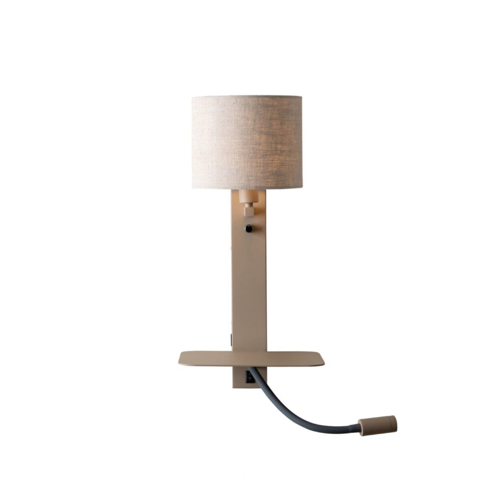 its about RoMi Wandlamp 'Florence' Met plankje en leeslamp, kleur Zand