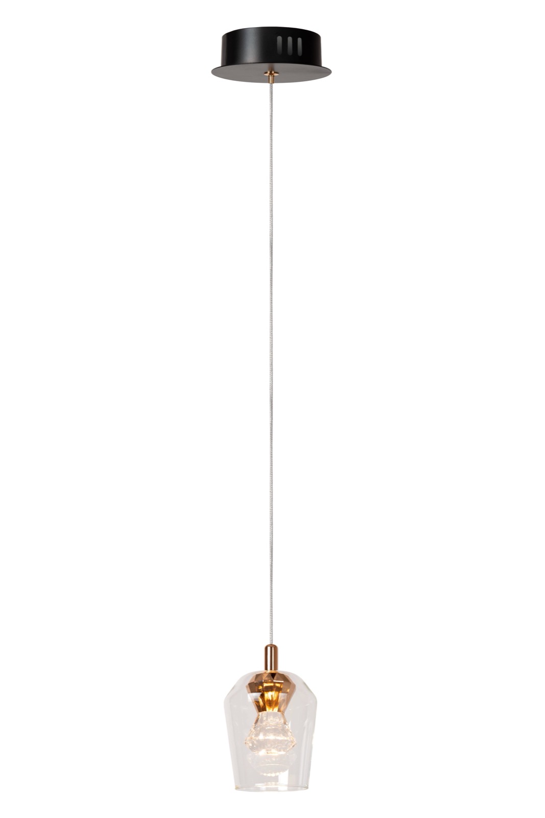 Lucide BERLIANE - Hanglamp - Ø 12 cm - LED Dimb. - 1x4W 2700K - Met vervangbare LED-module - Transparant | Essential