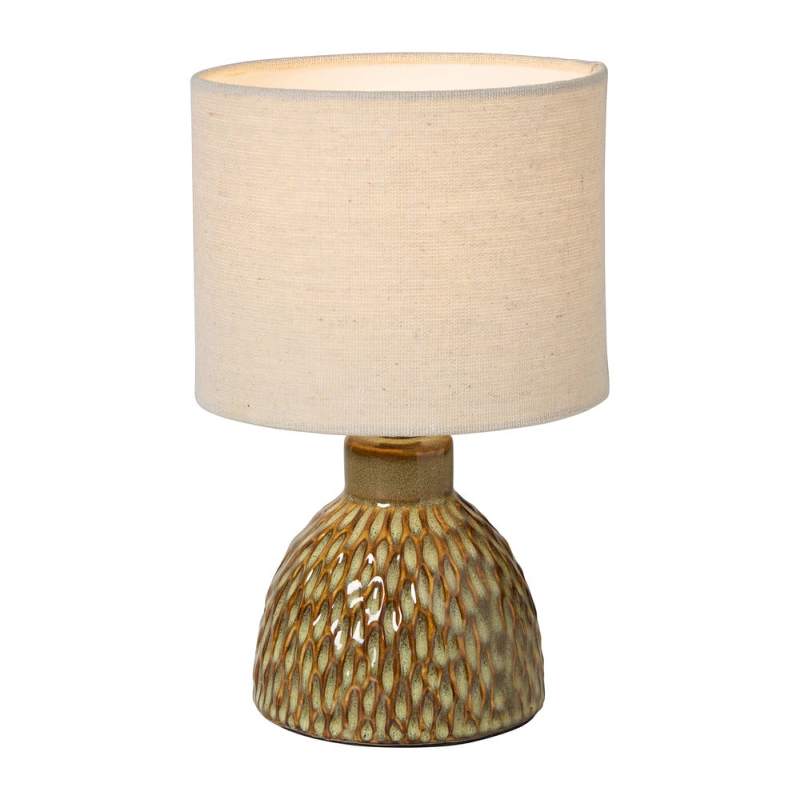 Tafellampje glaze met kap - groen/beige - ø15x25.5 cm